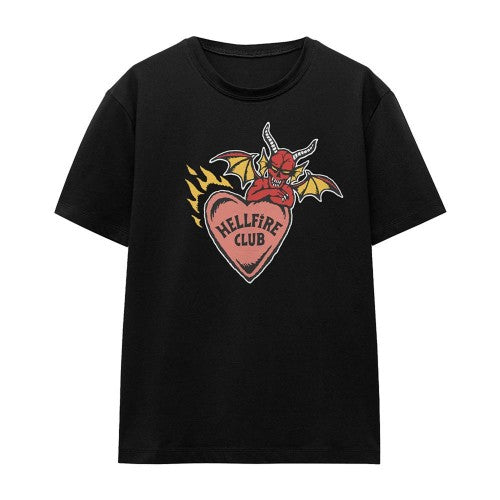 Front - Stranger Things 4 Womens/Ladies Hellfire Club Heart T-Shirt