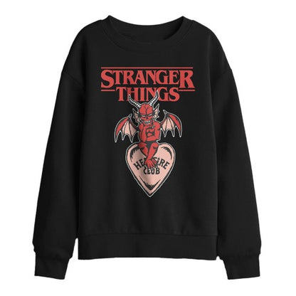 Front - Stranger Things Childrens/Kids Hellfire Heart Sweatshirt