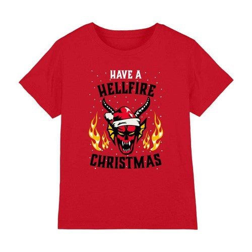 Front - Stranger Things Childrens/Kids Hellfire Christmas T-Shirt