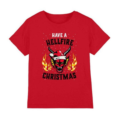 Front - Stranger Things Childrens/Kids Hellfire Christmas T-Shirt