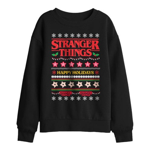 Front - Stranger Things Childrens/Kids Ugly Demogorgon Christmas Jumper Sweatshirt