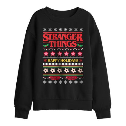 Front - Stranger Things Childrens/Kids Ugly Demogorgon Christmas Jumper Sweatshirt