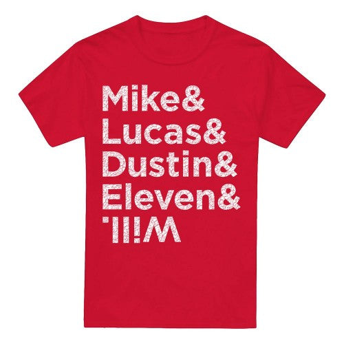 Front - Stranger Things Mens Mike Lucas Dustin Eleven Will Names T-Shirt