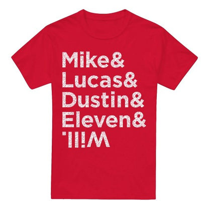 Front - Stranger Things Mens Mike Lucas Dustin Eleven Will Names T-Shirt
