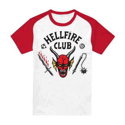 Front - Stranger Things Unisex Adult Hellfire Club Raglan Baseball T-Shirt