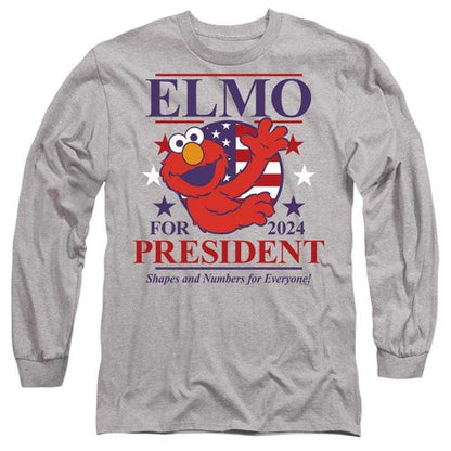 Front - Sesame Street Unisex Adult Elmo For President 2024 Long-Sleeved T-Shirt