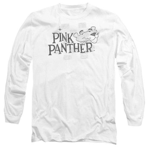 Front - Pink Panther Unisex Adult Sketch Logo Long-Sleeved T-Shirt