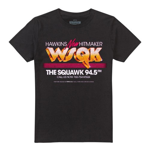 Front - Stranger Things Unisex Adult WSQK TV Advert T-Shirt