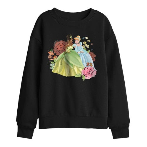 Front - Disney Princess Childrens/Kids In The Garden Tiana And Cinderella Sweatshirt