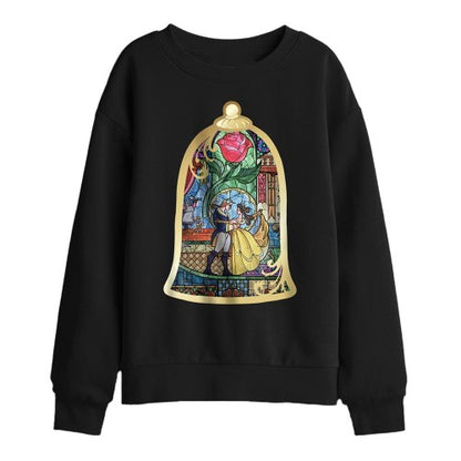 Front - Beauty And The Beast Childrens/Kids Stained Glass Sweatshirt
