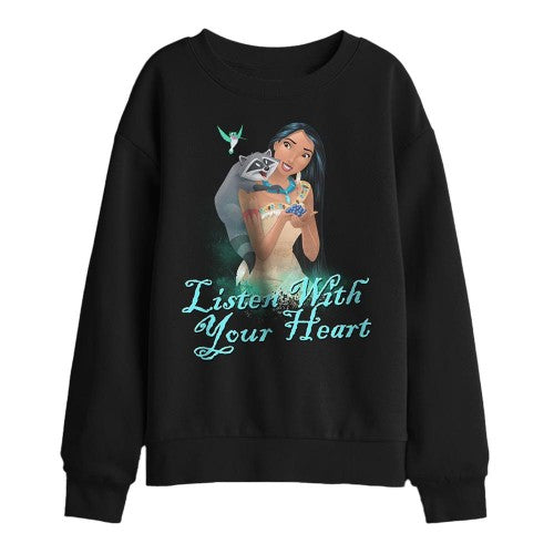 Front - Pocahontas Childrens/Kids Listen With Your Heart Sweatshirt