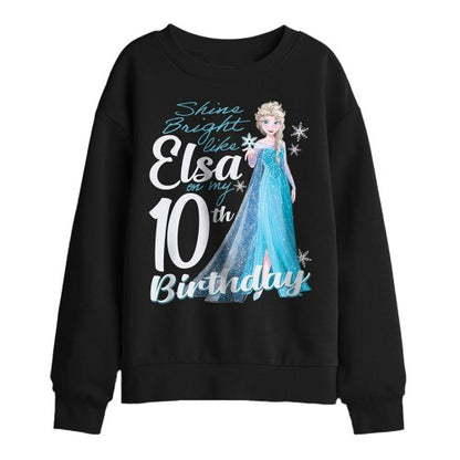 Front - Frozen Childrens/Kids Elsa Bright 10th Birthday Sweatshirt