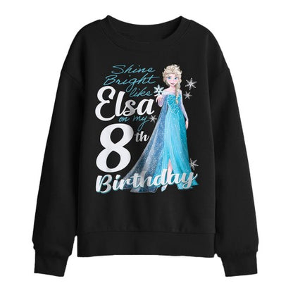 Front - Frozen Childrens/Kids Elsa Bright 8th Birthday Sweatshirt