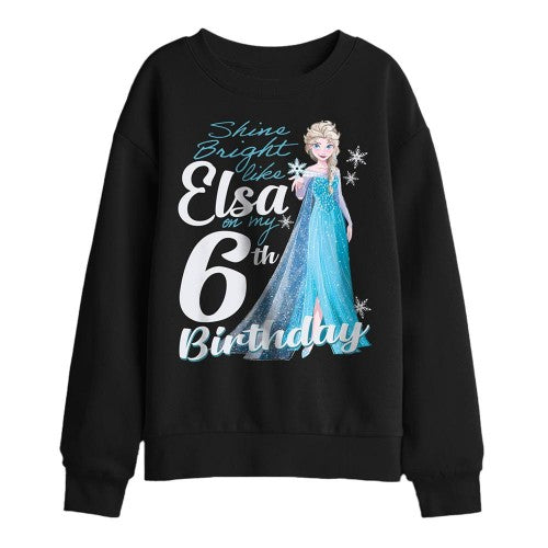 Front - Frozen Childrens/Kids Elsa Bright 6th Birthday Sweatshirt