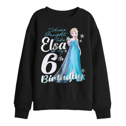 Front - Frozen Childrens/Kids Elsa Bright 6th Birthday Sweatshirt