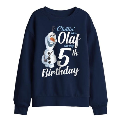 Front - Frozen Childrens/Kids Chillin Like Olaf 5th Birthday Sweatshirt