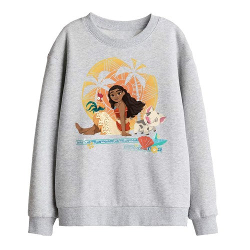 Front - Moana Childrens/Kids Sitting Sunset Sweatshirt