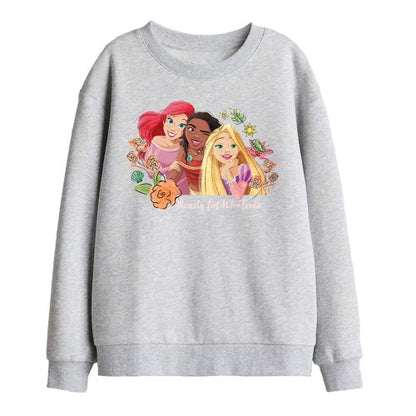 Front - Disney Princess Childrens/Kids Ready For Whatever Ariel Moana Rapunzel Sweatshirt