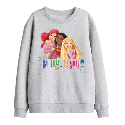 Front - Disney Princess Childrens/Kids Be True, Be You Ariel Moana Rapunzel Sweatshirt