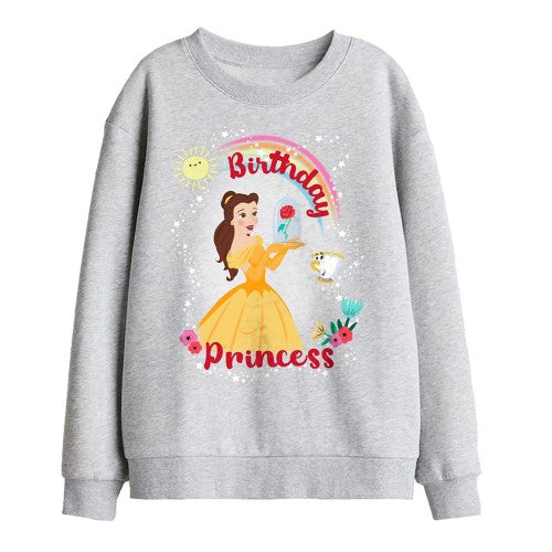 Front - Beauty And The Beast Childrens/Kids Birthday Princess Belle Chip Sweatshirt