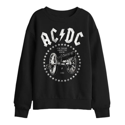 Front - AC/DC Childrens/Kids About To Rock Cannon Sweatshirt