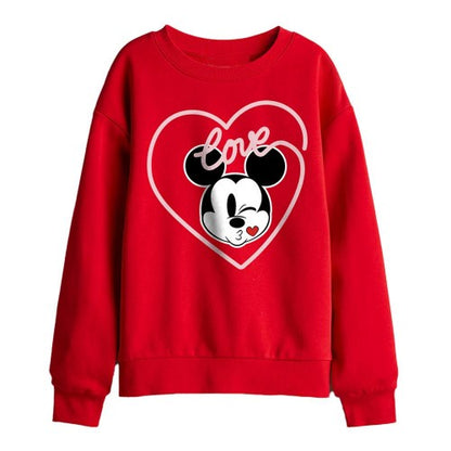 Front - Disney Childrens/Kids Love Mickey Kiss Sweatshirt