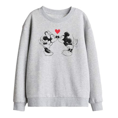 Front - Disney Childrens/Kids Mickey Mouse & Minnie Mouse Sketch Kiss Sweatshirt