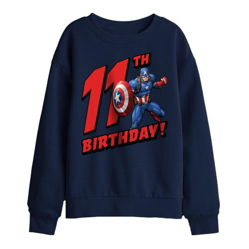 Front - Captain America Childrens/Kids 11th Birthday Sweatshirt