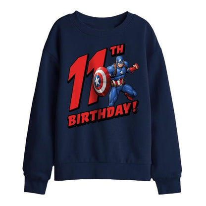 Front - Captain America Childrens/Kids 11th Birthday Sweatshirt