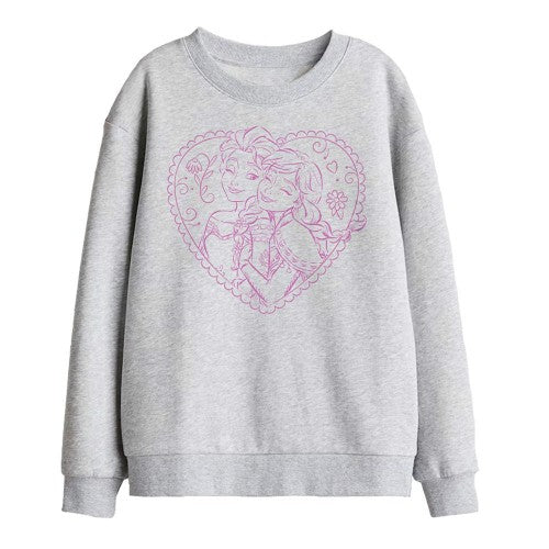 Front - Frozen Childrens/Kids Elsa & Anna Heart Sweatshirt