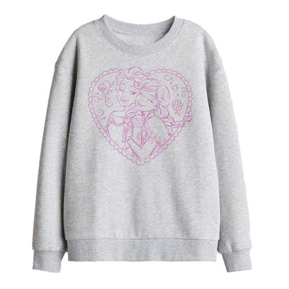 Front - Frozen Childrens/Kids Elsa & Anna Heart Sweatshirt