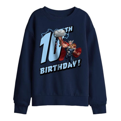 Front - Thor Childrens/Kids 10th Birthday Sweatshirt