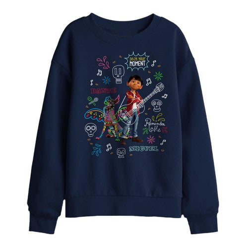 Front - Coco Childrens/Kids Movie Quotes And Colorful Doodles Miguel Dante Sweatshirt