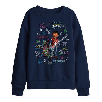 Front - Coco Childrens/Kids Movie Quotes And Colorful Doodles Miguel Dante Sweatshirt