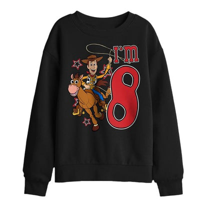 Front - Toy Story Childrens/Kids I´m 8 Woody Birthday Sweatshirt