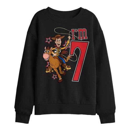 Front - Toy Story Childrens/Kids I´m 7 Woody Birthday Sweatshirt