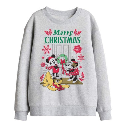 Front - Disney Childrens/Kids Mickey & Minnie Mouse Wreath Christmas Sweatshirt