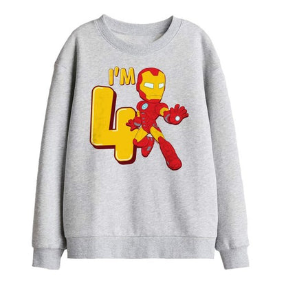 Front - Iron Man Childrens/Kids Cute 4th Birthday Sweatshirt
