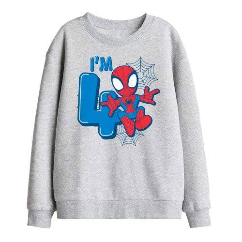 Front - Spider-Man Childrens/Kids Cute Spidey 4th Birthday Sweatshirt