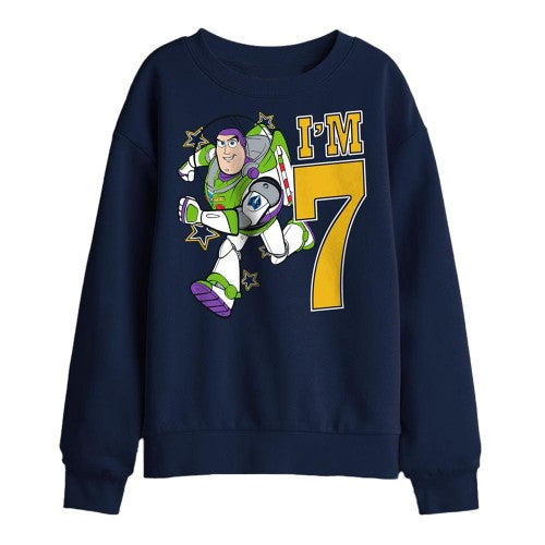 Front - Toy Story Childrens/Kids I´m 7 Buzz Lightyear Birthday Sweatshirt