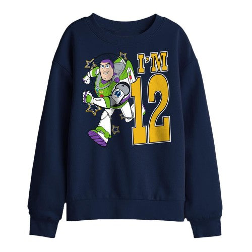 Front - Toy Story Childrens/Kids I´m 12 Buzz Lightyear Birthday Sweatshirt