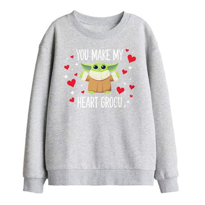 Front - Star Wars Childrens/Kids You Make My Heart Grogu Sweatshirt