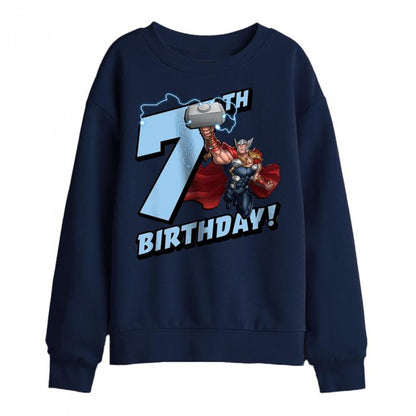 Front - Thor Childrens/Kids 7th Birthday Sweatshirt