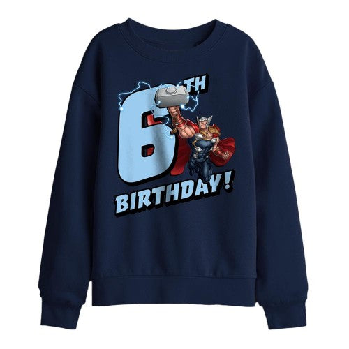 Front - Thor Childrens/Kids 6th Birthday Sweatshirt