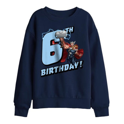 Front - Thor Childrens/Kids 6th Birthday Sweatshirt