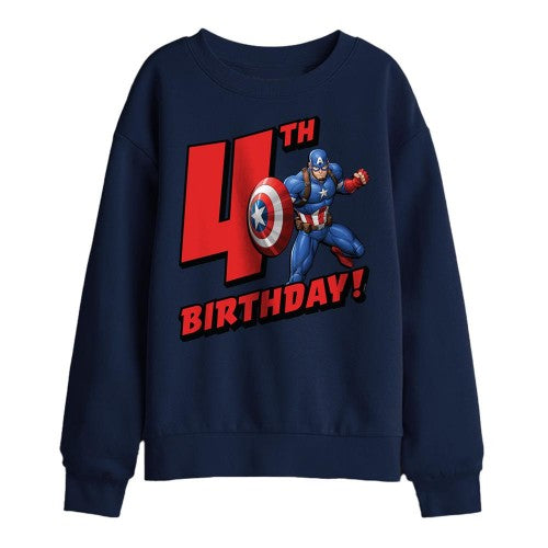 Front - Captain America Childrens/Kids 4th Birthday Sweatshirt