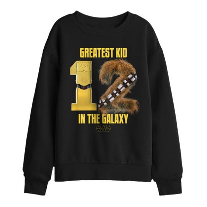 Front - Star Wars Childrens/Kids Greatest Kid C3PO Chewbacca 12th Birthday Sweatshirt