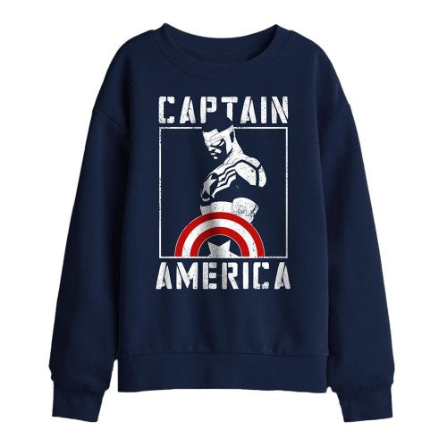 Front - Captain America Childrens/Kids Stencil Sweatshirt