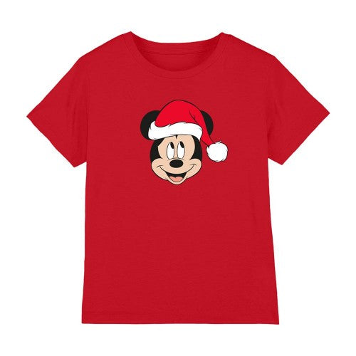 Front - Disney Childrens/Kids Mickey Mouse Santa Hat T-Shirt