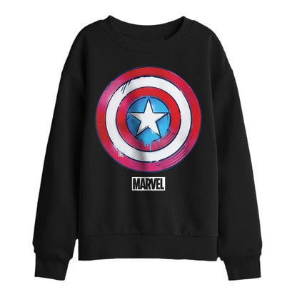Front - Captain America Childrens/Kids Drip Shield Sweatshirt